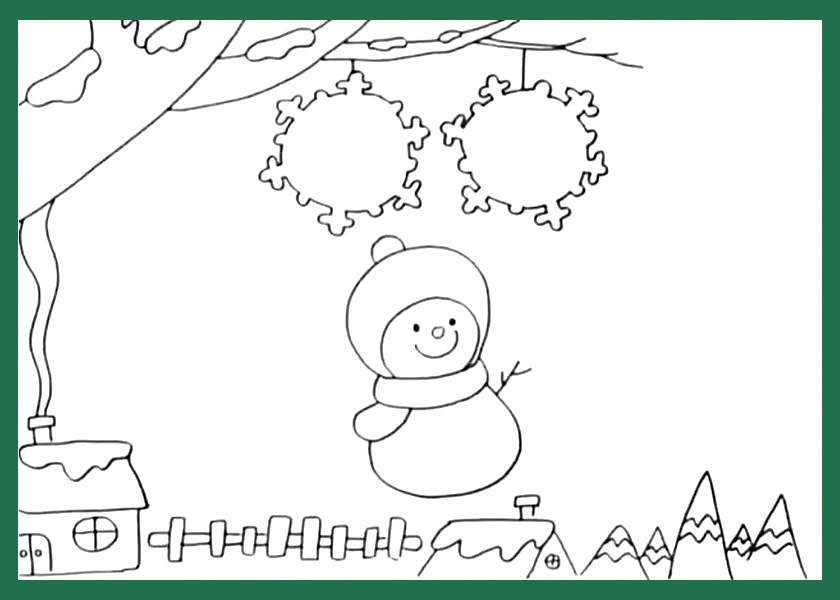 步骤4：标题下方画出一个可爱的雪人。