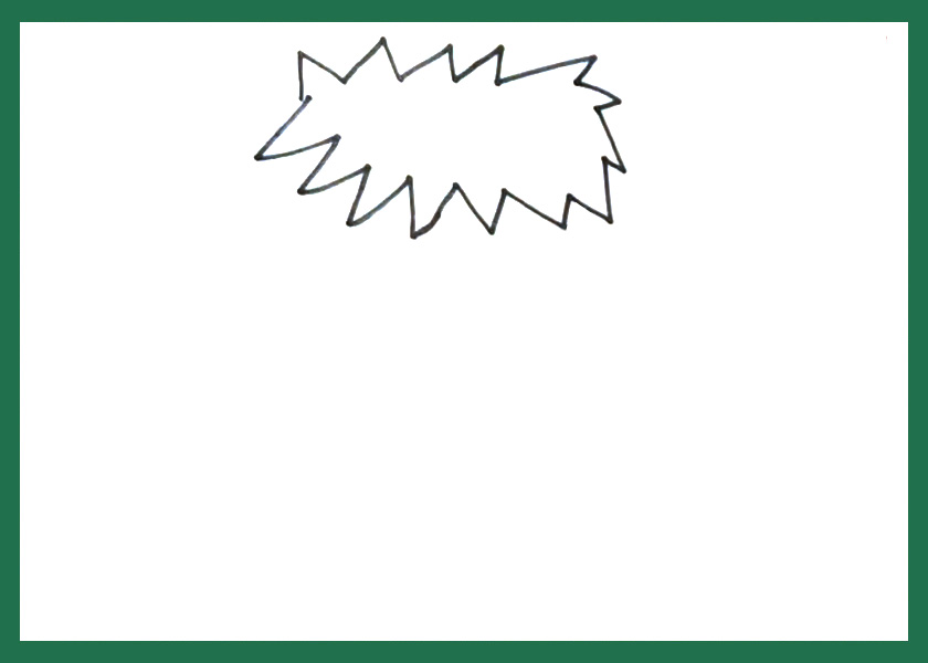 步骤1：首先在正上方画一个爆炸形的标题框。