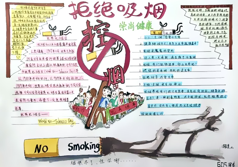 无烟校园手抄报-图2