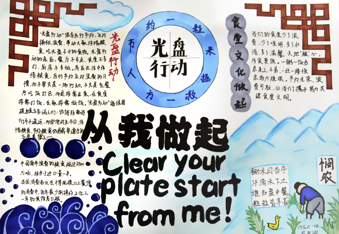 文明餐桌，光盘行动手抄报-图1