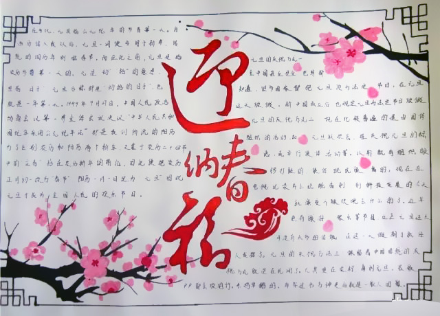 “喜迎新年，欢庆元旦”主题手抄报-图1