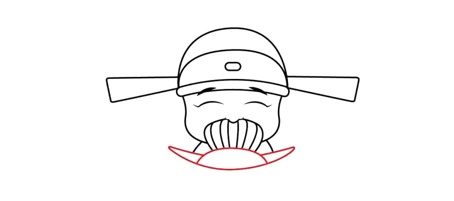 步骤9：开始画元宝的雏形，像一艘船似的。