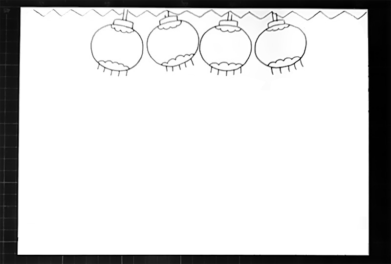 步骤1：首先在顶部画出四个大大的灯笼。