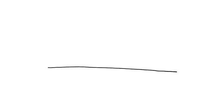 步骤1：首先画一条微微斜的横线作为地平线。