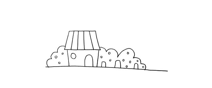 步骤8：然后在植物上画一些小圆圈这是植物的果实。