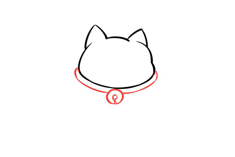 步骤3：给招财猫的脖子上画上铃铛。