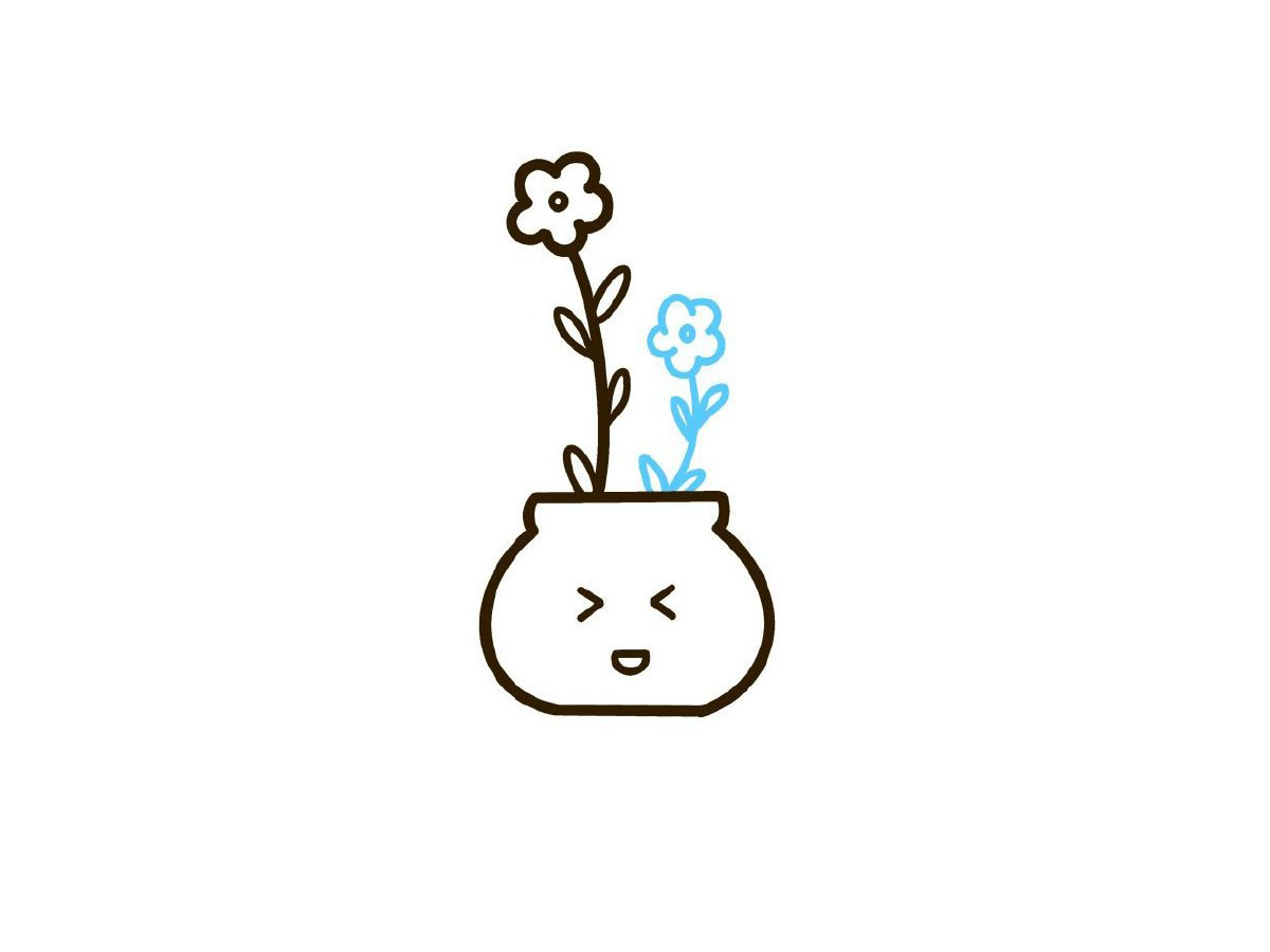 步骤5：画上另一朵花花。