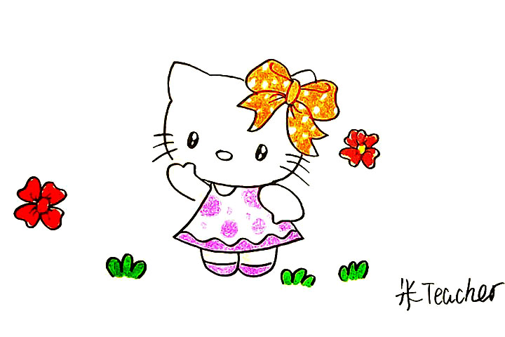 kitty猫简笔画画法步骤