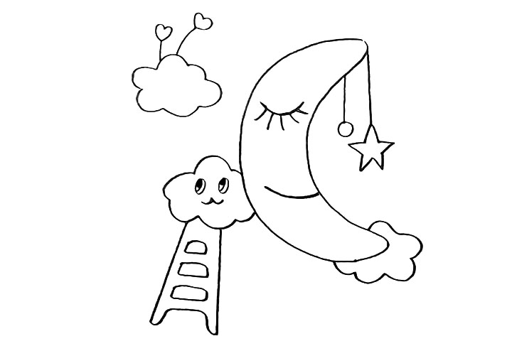 步骤9：以及上方再画出一片可爱的云朵。