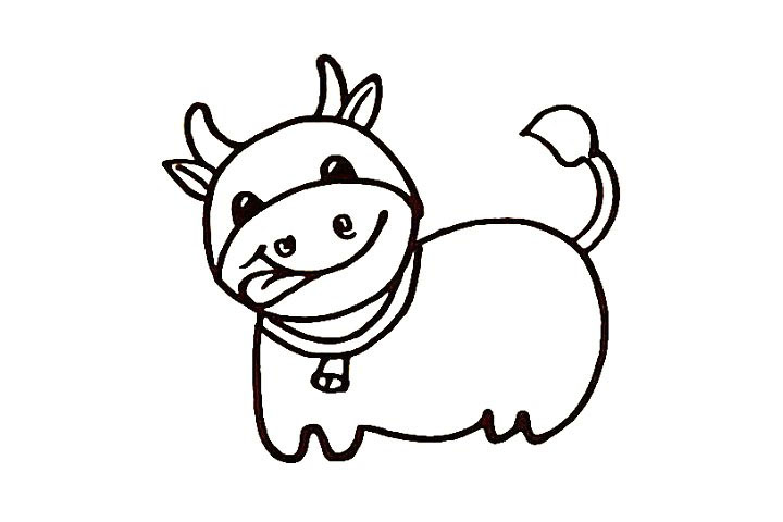 步骤11：在脖子上画出一个项圈铃铛。