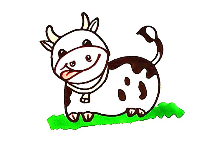 可爱奶牛简笔画画法步骤