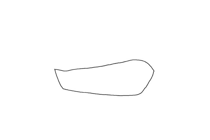 步骤1：先画出轮船的外形轮廓，右边比左边稍微高一些。