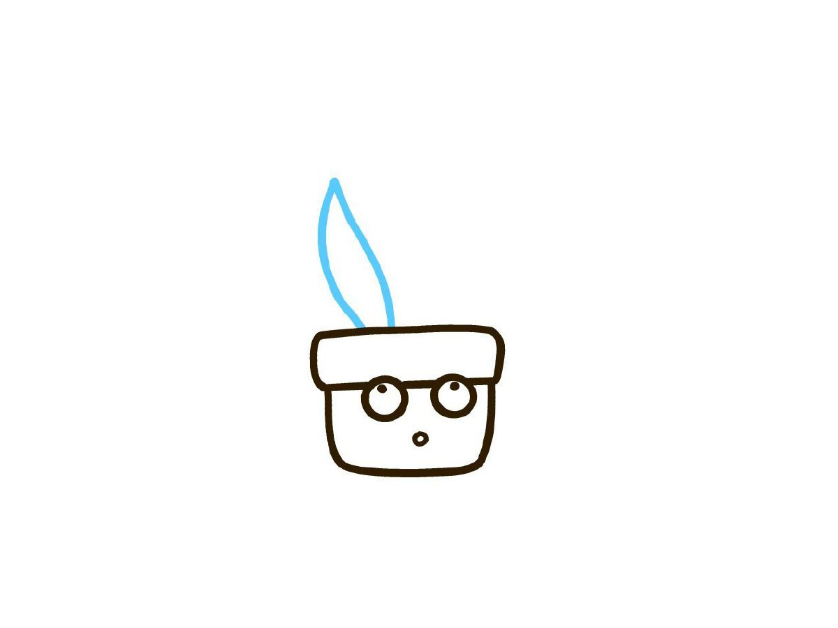 步骤4：左边画一片叶子。