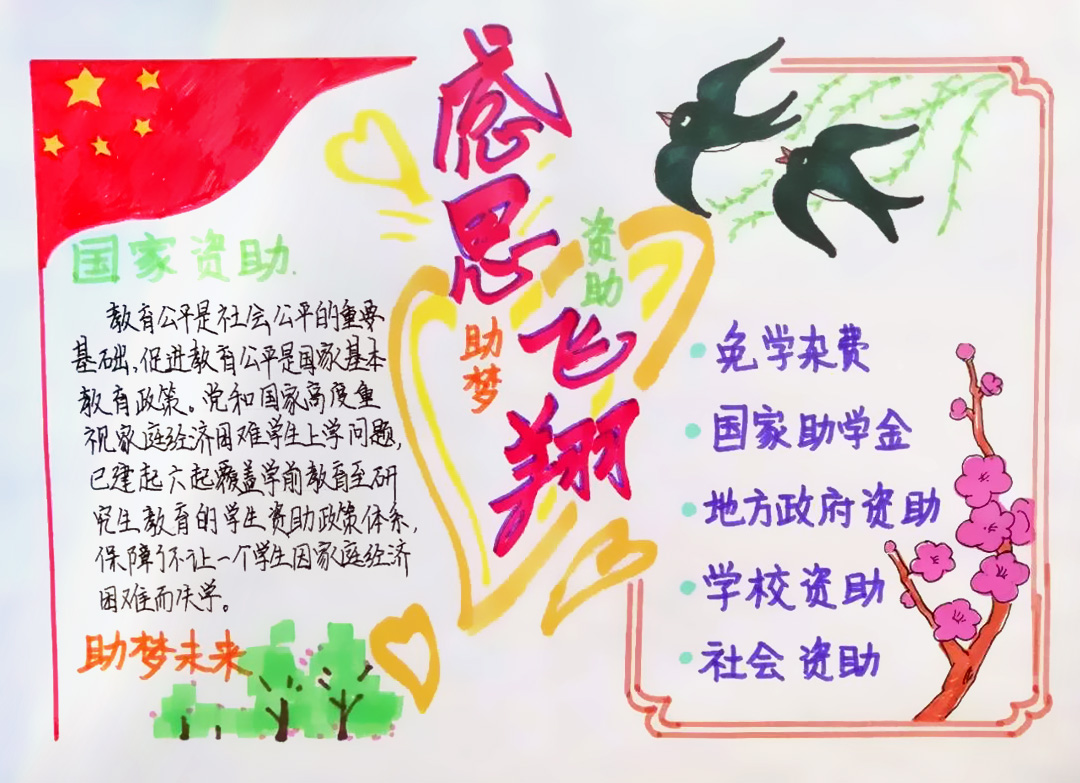 “感恩助资，成就梦想”手抄报-图5