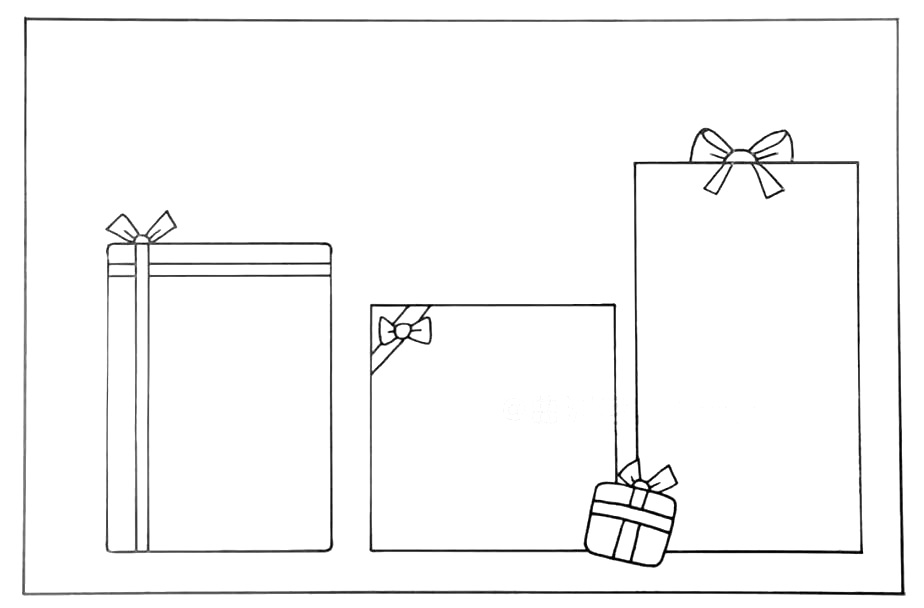 步骤2：接着画出三个圣诞礼物形状的文字框。