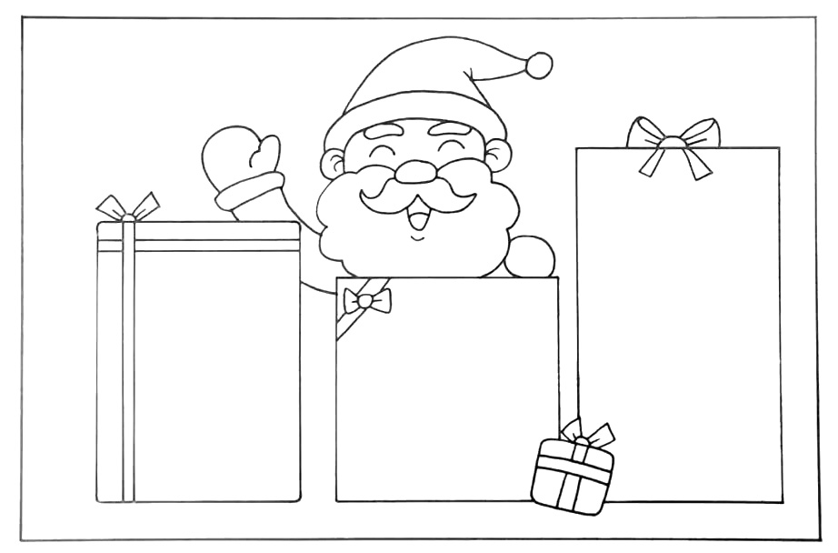 步骤3：在中间画出一个开心的圣诞老人。