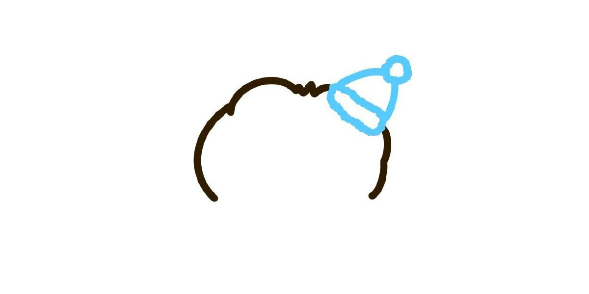 步骤2：画圣诞帽子。