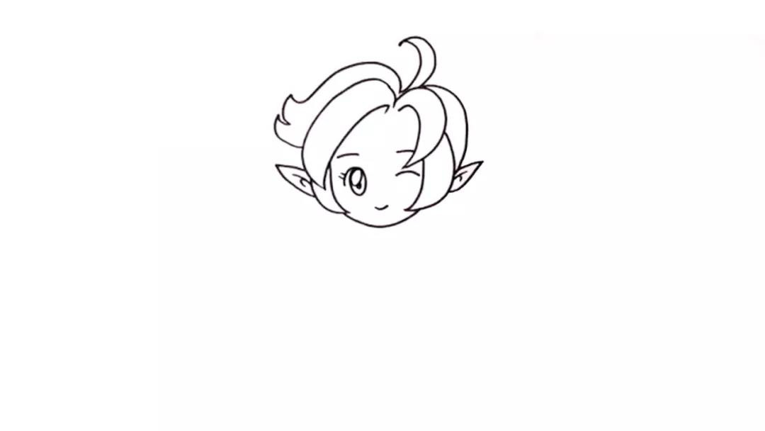 步骤3：然后画上她的五官。