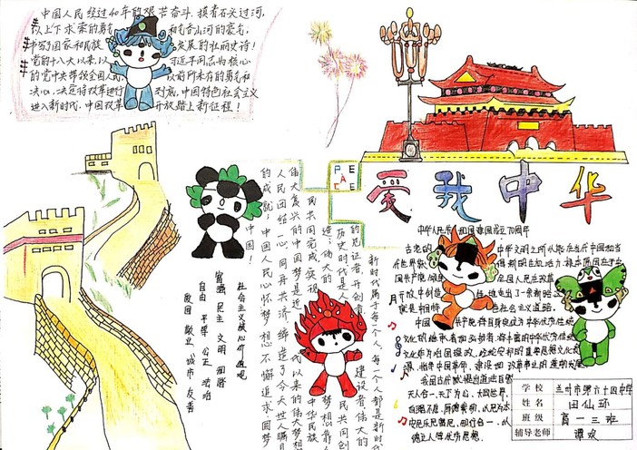 祖国母亲我爱你手抄报绘画欣赏-图3