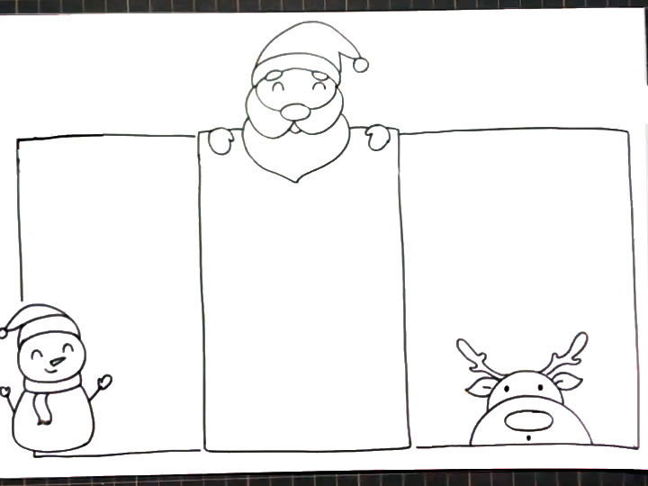 步骤3：文字框内画出一个雪人和驯鹿。