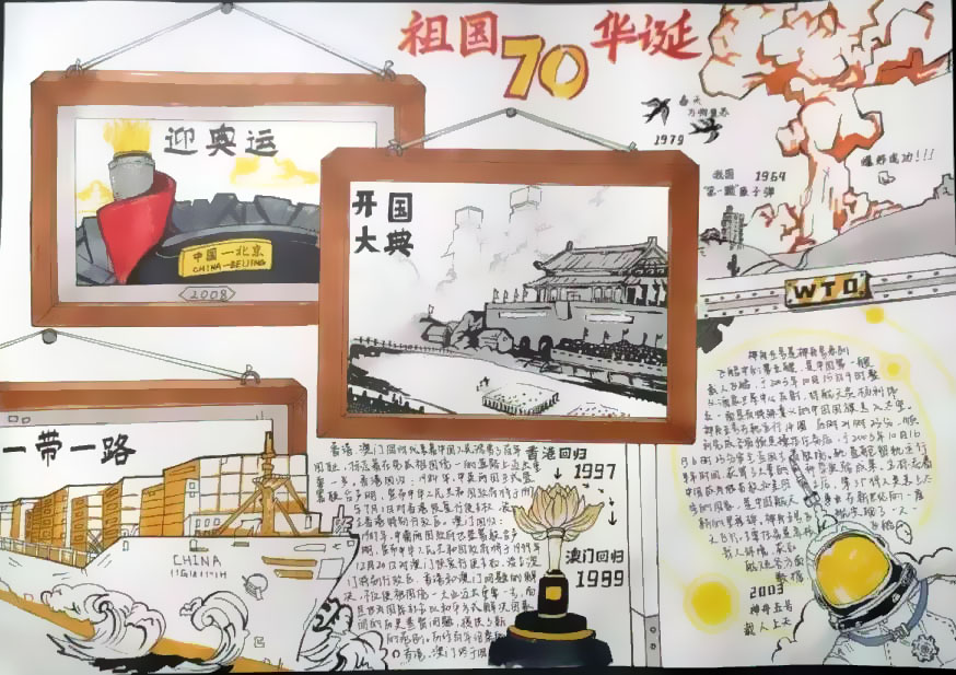 我与祖国共奋进手抄报-图4