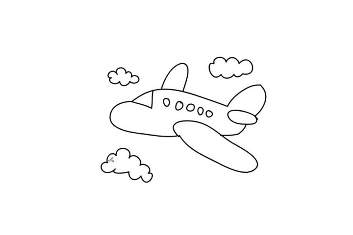 步骤4：小盆友们画出自己喜欢形状的白云作为点缀。