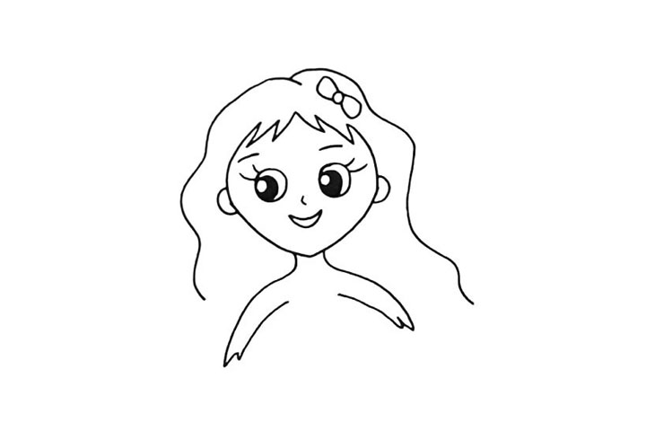 步骤6：在来画的她的胳膊.又细又长的胳膊相对称。