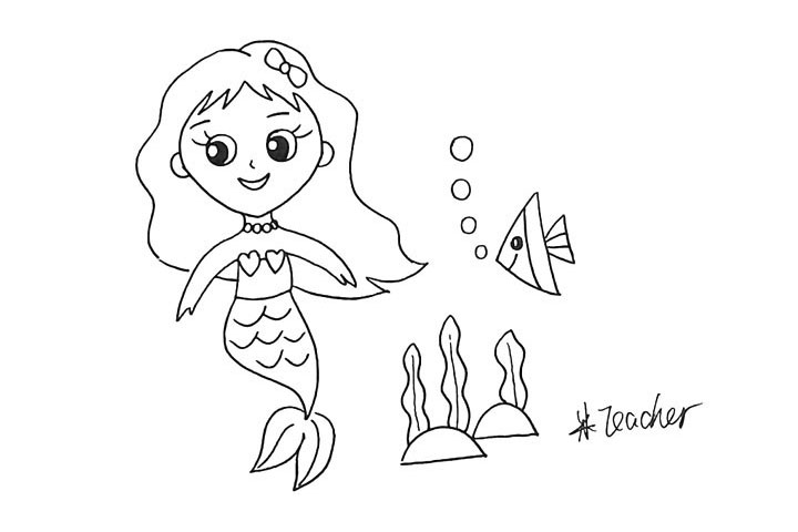 步骤13：再画一些水草.注意观察水草的画法。