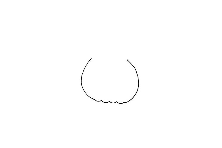 步骤1：首先用曲线和波浪线勾勒出南瓜灯的轮廓。