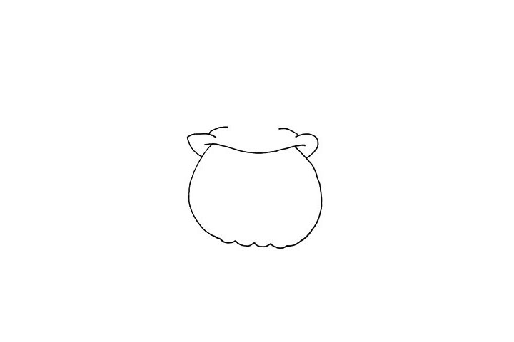 步骤3：再画出帽子的帽檐.注意位置和线条的变化。