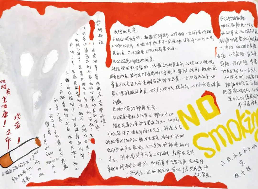 “无烟校园，从你我做起”手抄报-图5