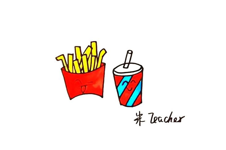 薯条可乐简笔画画法步骤