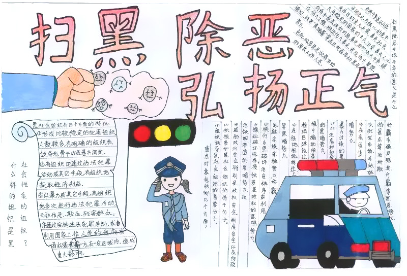 “坚决打赢扫黑除恶攻坚仗”手抄报-图1