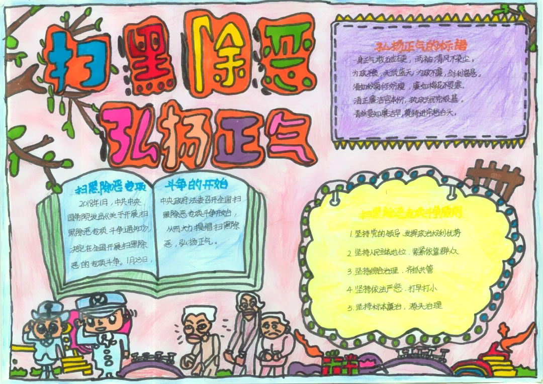 “坚决打赢扫黑除恶攻坚仗”手抄报-图5