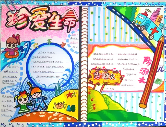 珍爱生命预防溺水手抄报-图2