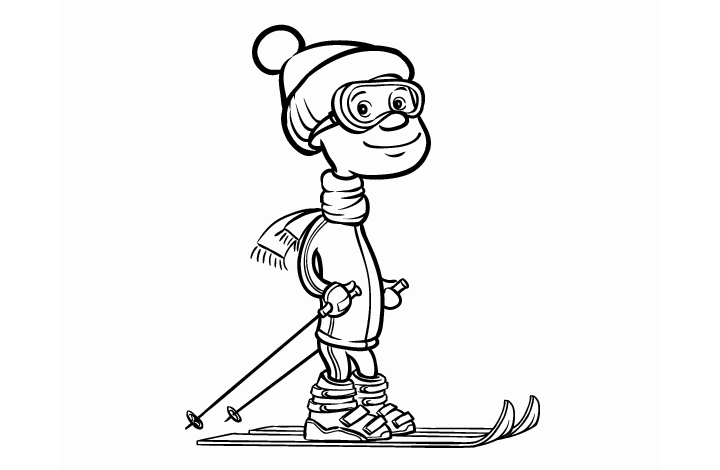 冬天滑雪运动简笔画图片-图1