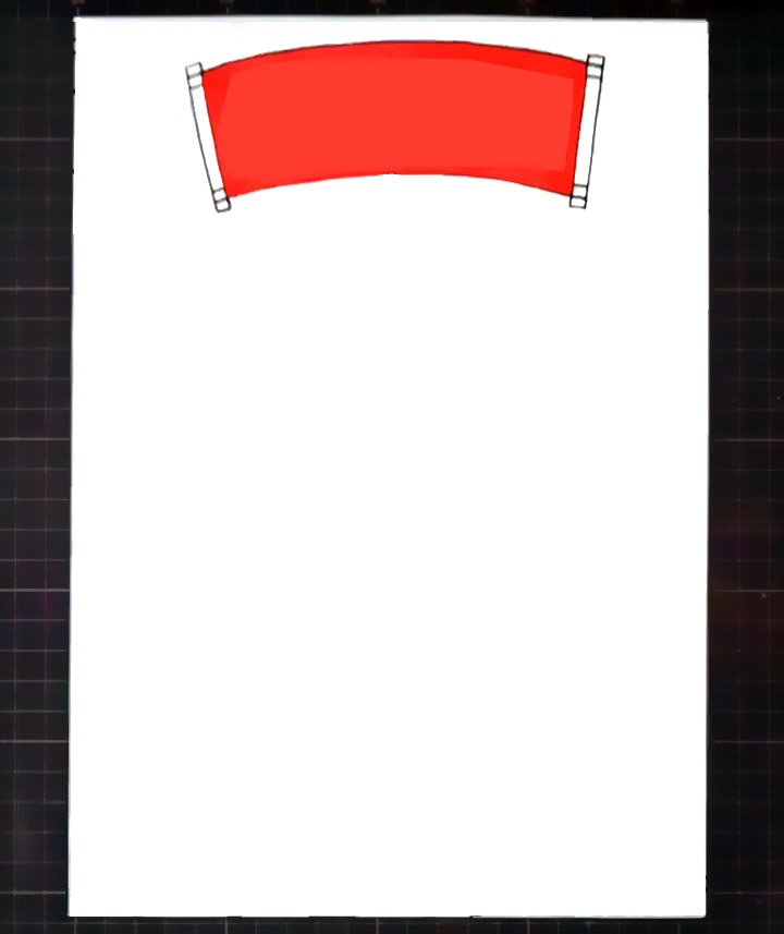 步骤1：首先画出一个扇形的版头文字框。