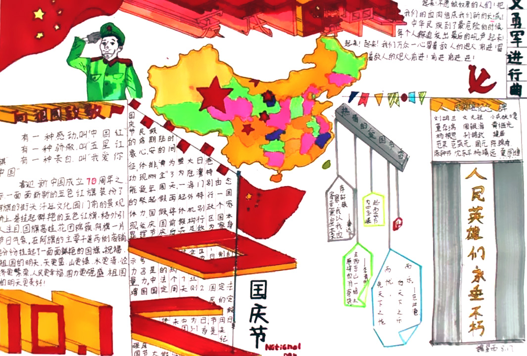 国庆70周年手抄报-图1