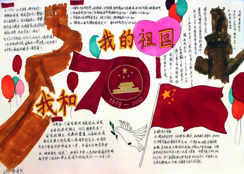 国庆70周年手抄报-图6