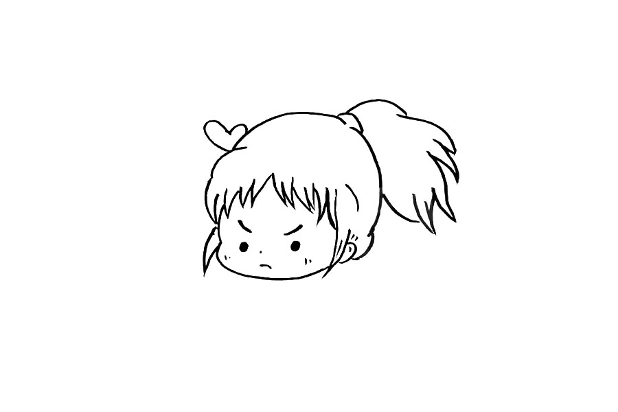 步骤4：眉毛眼睛，鼻子点一点就行啦，还有不服气的小嘴。