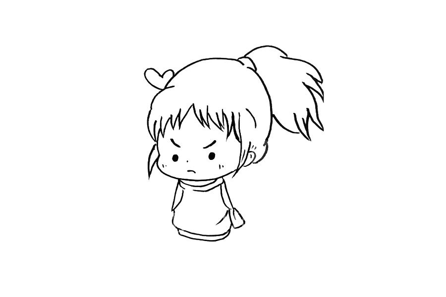 步骤6：在带子的下方完善衣服的下半部分，右边还有一小部分带子哦。