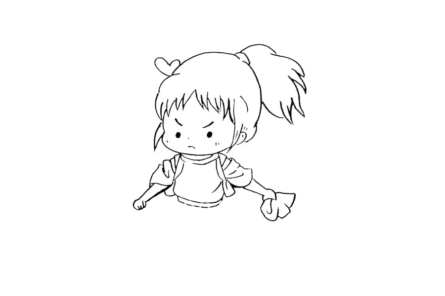 步骤8：右边的和左边的差不多一样，右边的小手拿着一块毛巾。