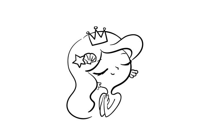 步骤5：在画上小美人鱼的 另一只小手臂。