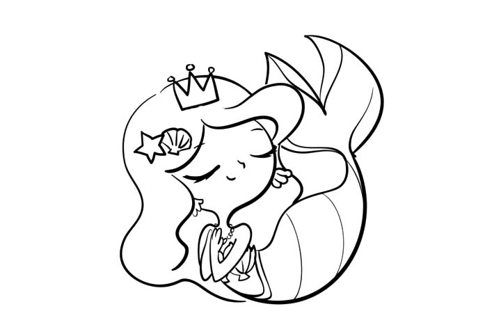 步骤8：给小美人鱼的鱼尾 画上一些简单的线条 增添画面的丰富性。