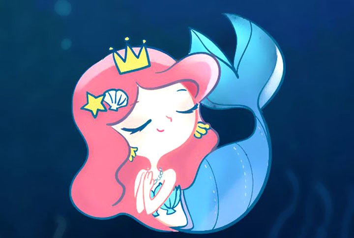 漂亮的美人鱼简笔画画法步骤