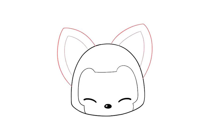 步骤4：画阿狸的大耳朵。