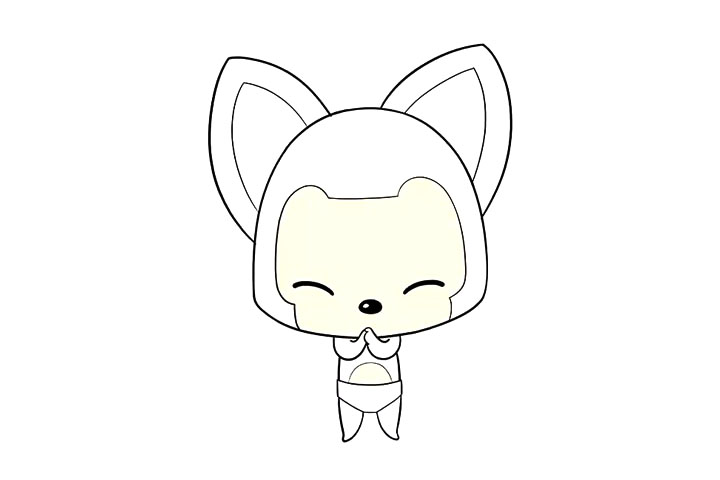 步骤7：画阿狸的肚子和双腿。 完成!