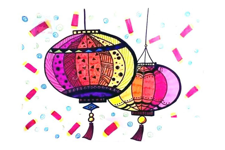 灯笼简笔画画法步骤