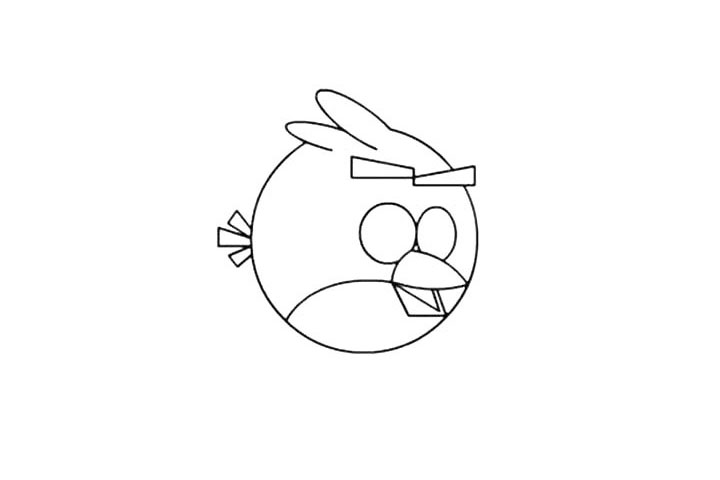 步骤6：然后画出小鸟的尾巴， 形成一个扇状。