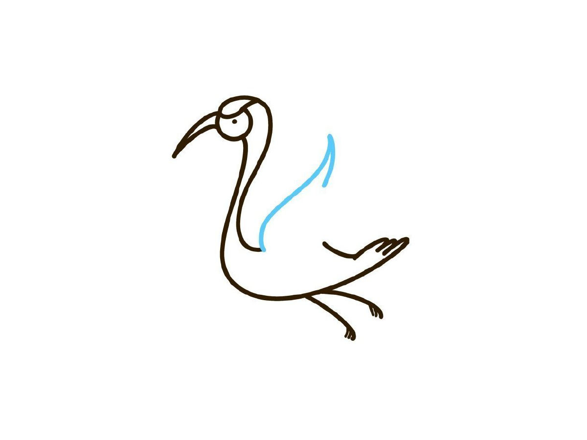 步骤4：两笔画一个翅膀。